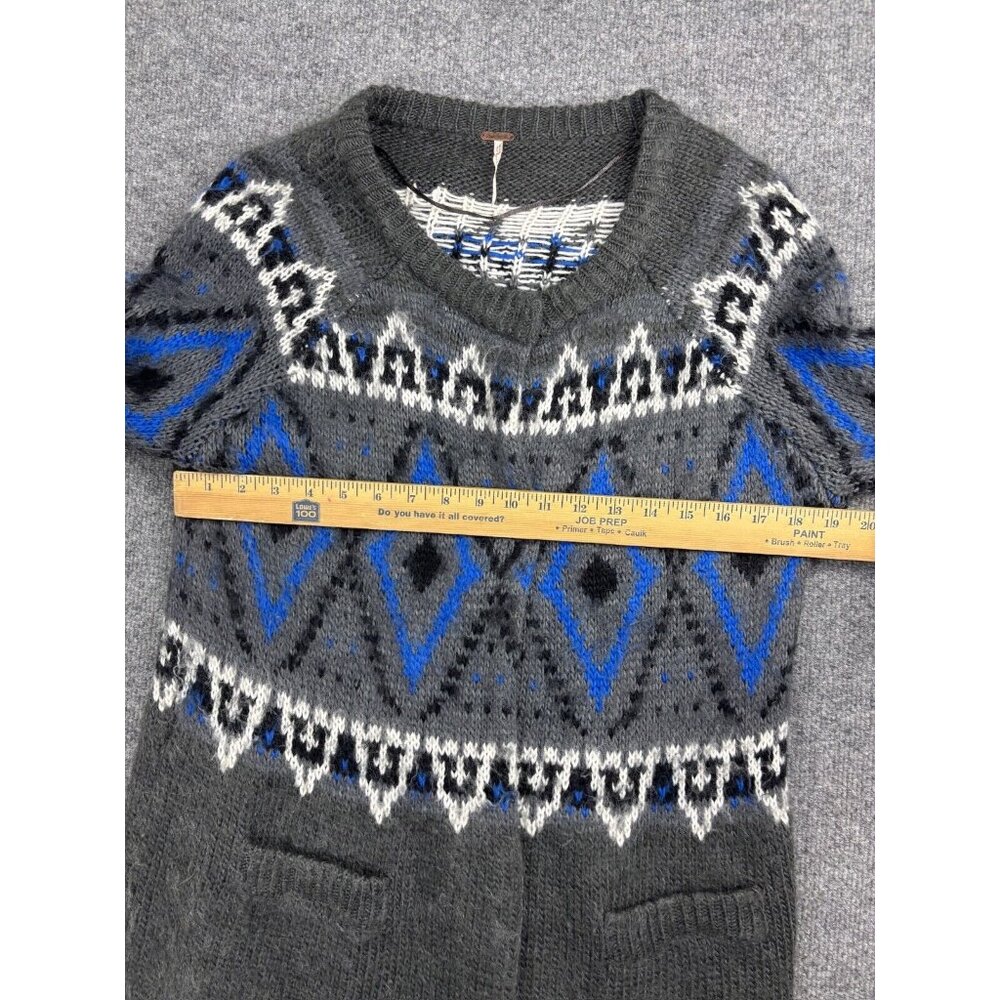 Free People Gray Blue Fair Isle Open Cardigan - Picture 6 of 9